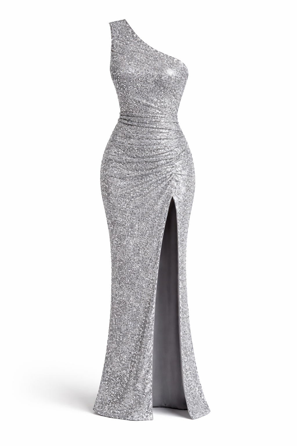 Women’s One-Shoulder Glitter Maxi Dress