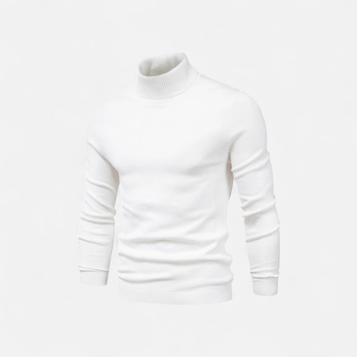 Men's ribbed turtle neck jumper with long sleeves and slim fit