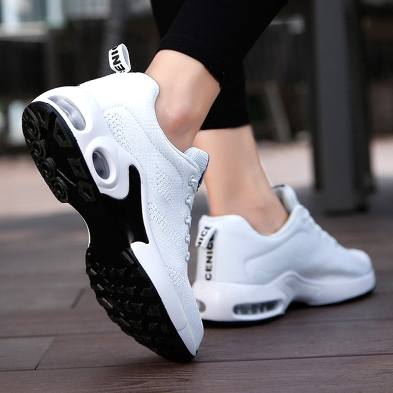 Women's Knit Trainers Lace-Up Air Cushion Platform