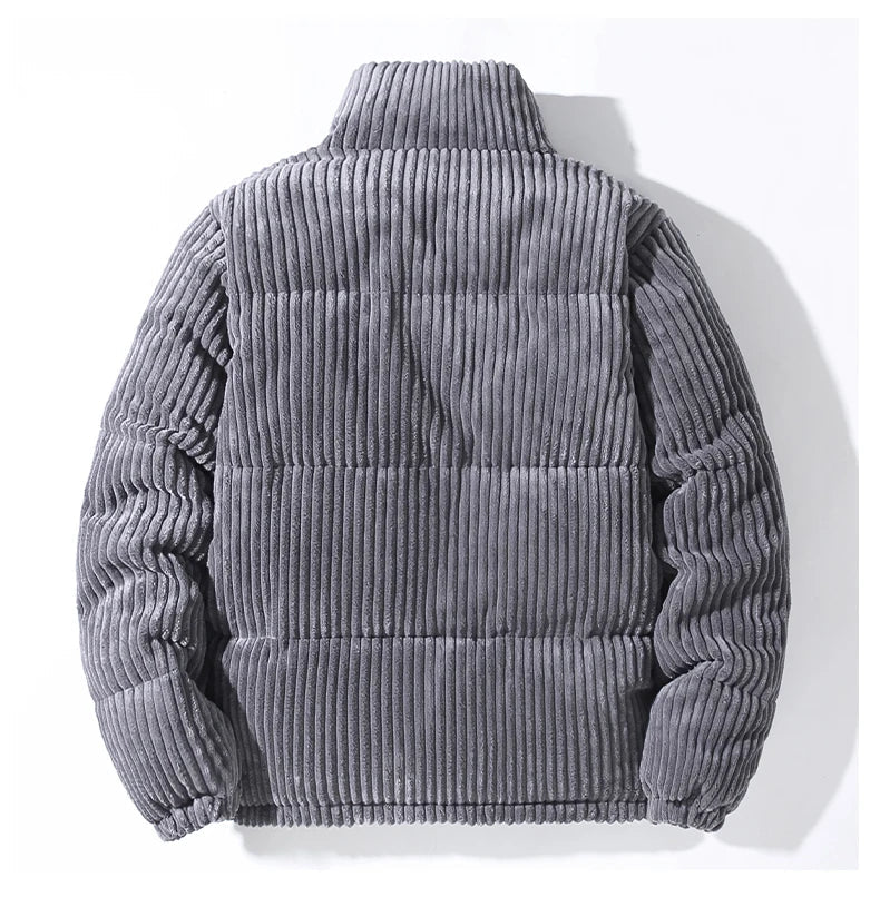Men's Corduroy Puffer Jacket Stand Collar