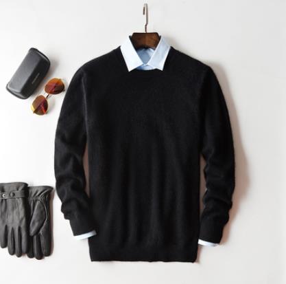 Men's solid crew neck jumper with long sleeves and ribbed trims