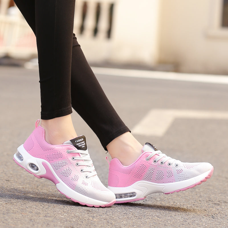 Women's Knit Trainers Lace-Up Air Cushion Platform