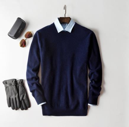Men's solid crew neck jumper with long sleeves and ribbed trims