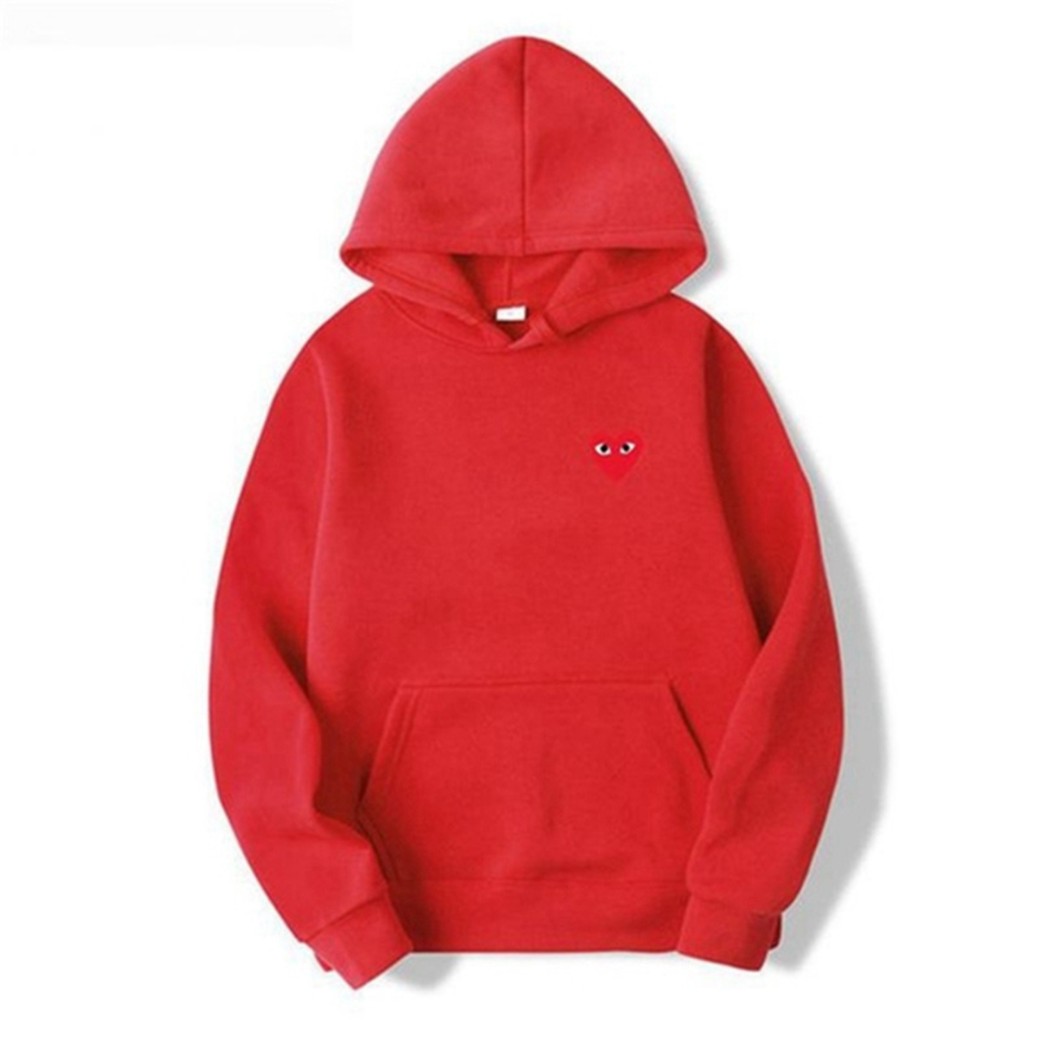 Women's hooded sweatshirt with small heart chest graphic and front kangaroo pocket