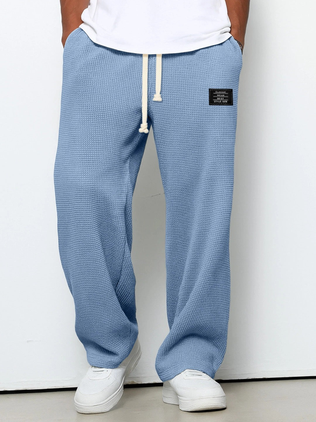 Men's Trousers Waffle Knit Relaxed Drawstring