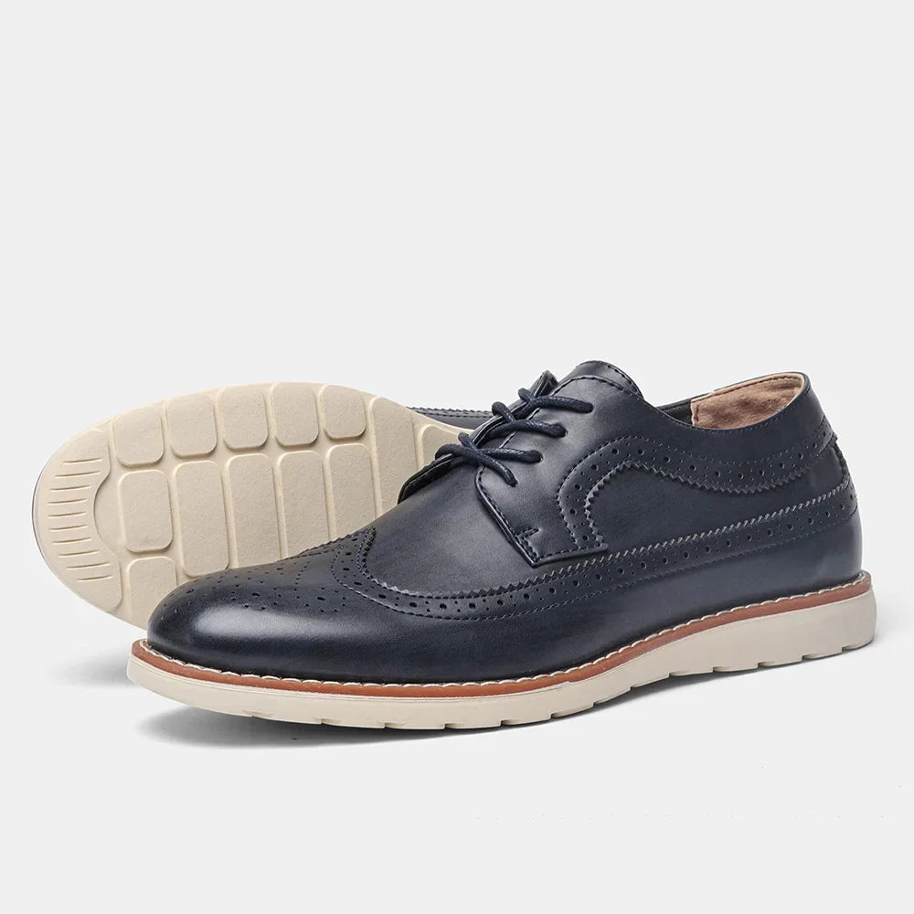 Men's Brogue Oxford Shoes Wingtip Lace-Up - Blue