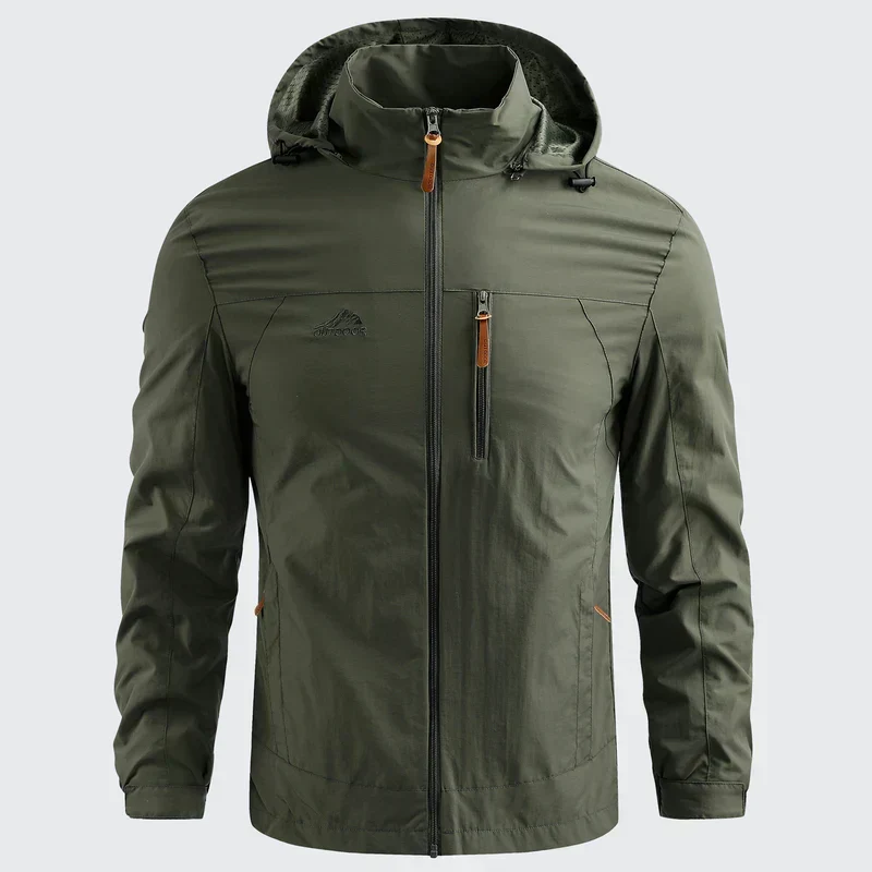 Men's Hooded Jacket Lightweight Mesh-Lined - Olive Green
