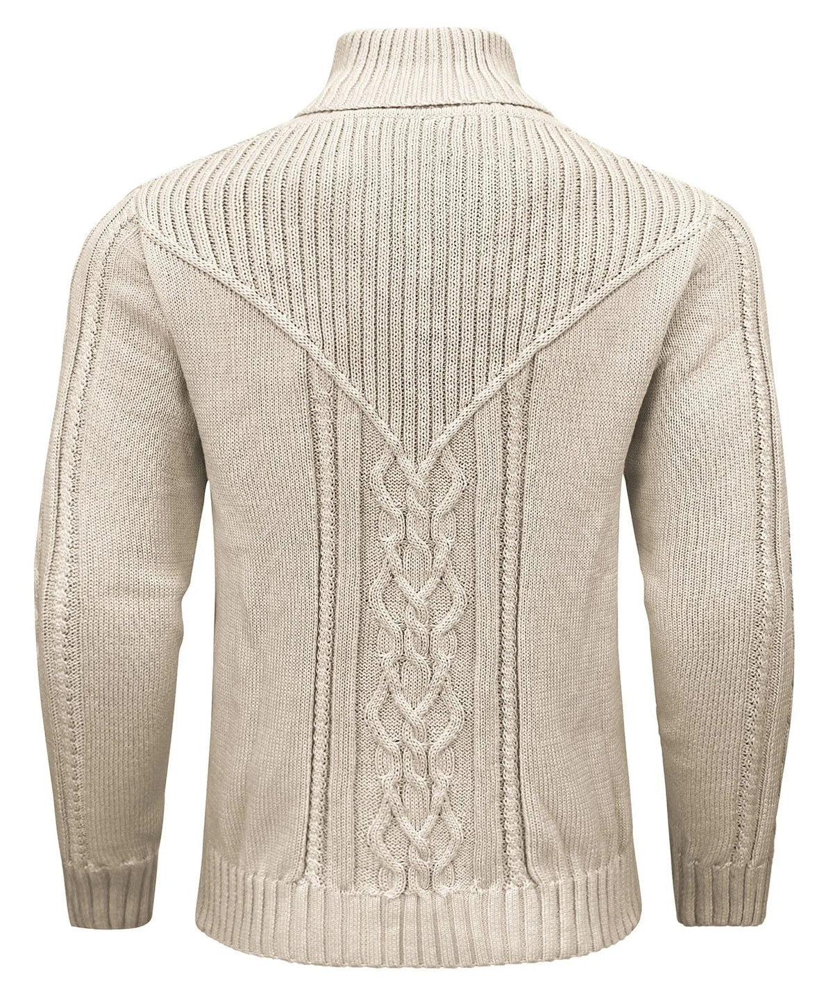 Men's textured turtleneck jumper with button collar and long sleeves