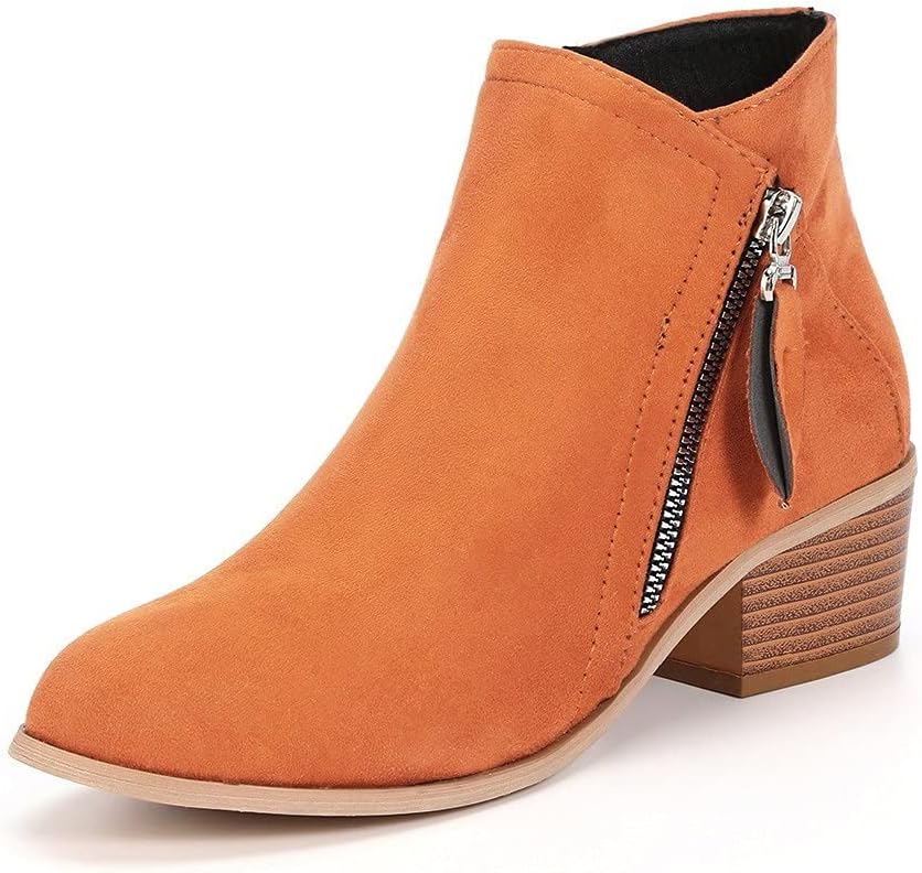 Women's ankle boots with side zip and low block heel