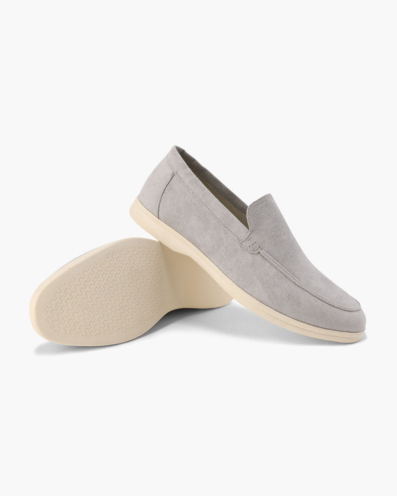 Men's Suede Loafers Slip-On Contrast Sole - Grey