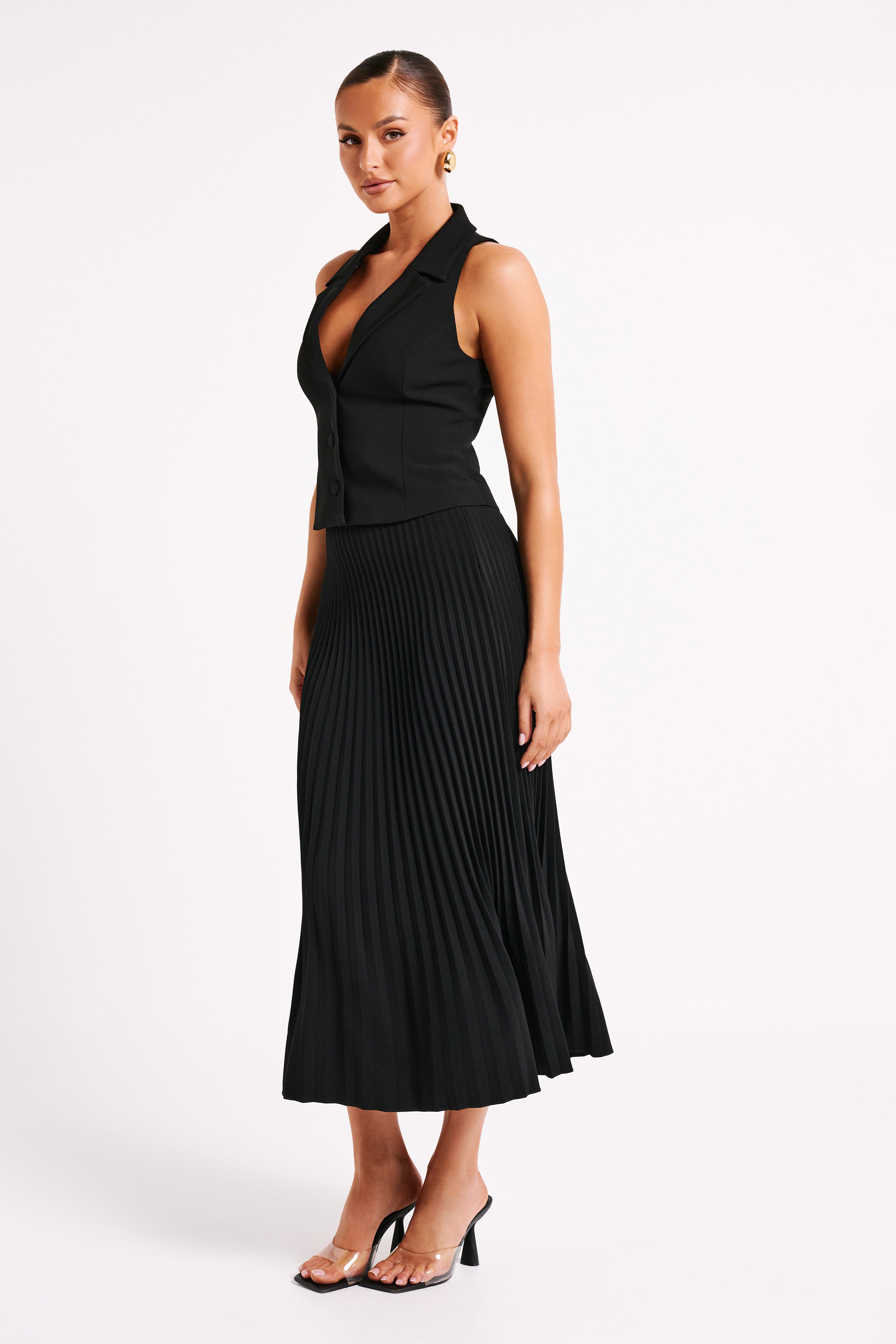Women’s Tailored Suiting Vest | Deep V Longline Sleeveless Waistcoat