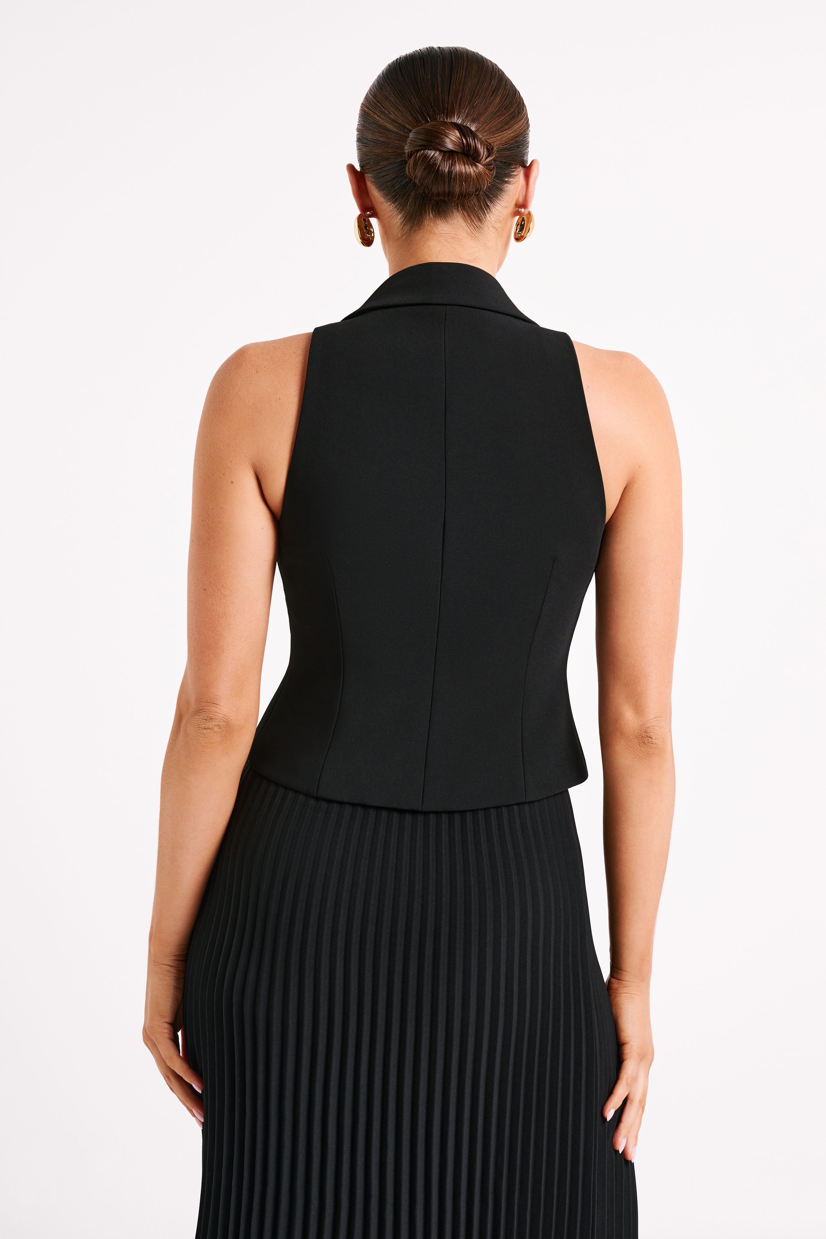Women’s Tailored Suiting Vest | Deep V Longline Sleeveless Waistcoat