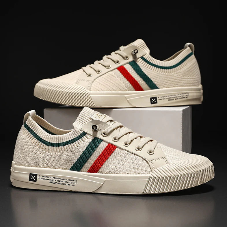 Men’s Knit Stripe Trainers | Lace-Up Casual Shoes