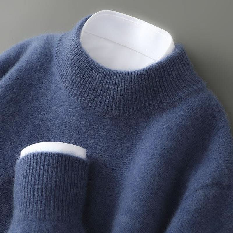 Ribbed mock neck jumper with long sleeves and matching cuffs