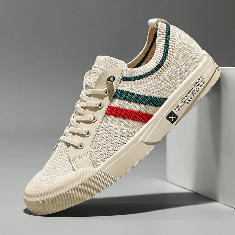 Men’s Knit Stripe Trainers | Lace-Up Casual Shoes