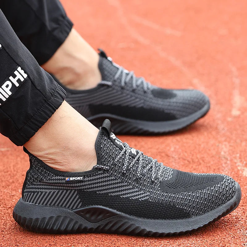 Men's Safety Trainers Knit Lace-Up Steel Toe