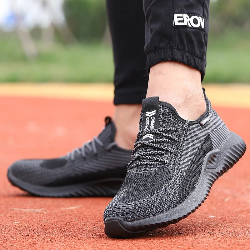 Men's Safety Trainers Knit Lace-Up Steel Toe