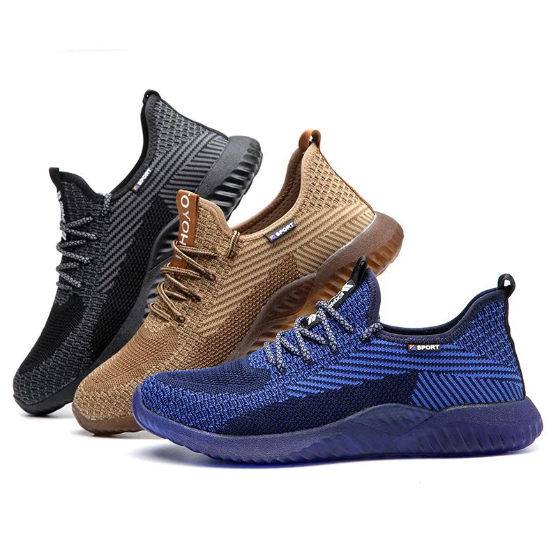 Men's Safety Trainers Knit Lace-Up Steel Toe