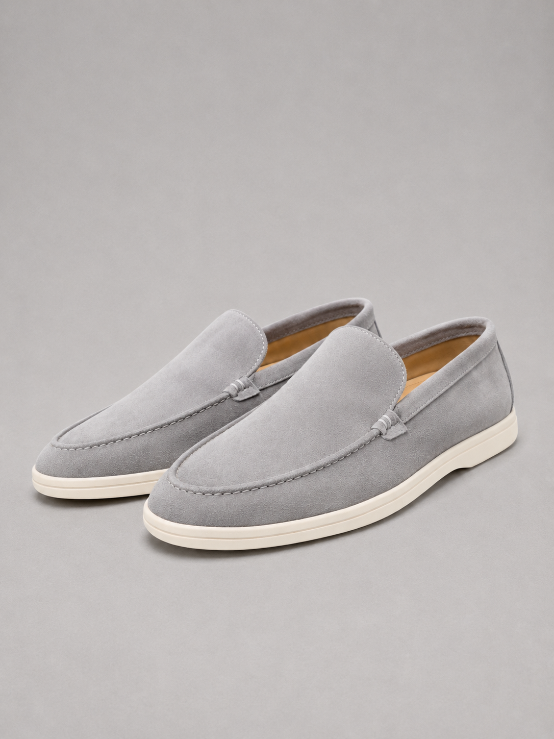 Men's Loafers Suede Slip-On Rubber Sole - Grey