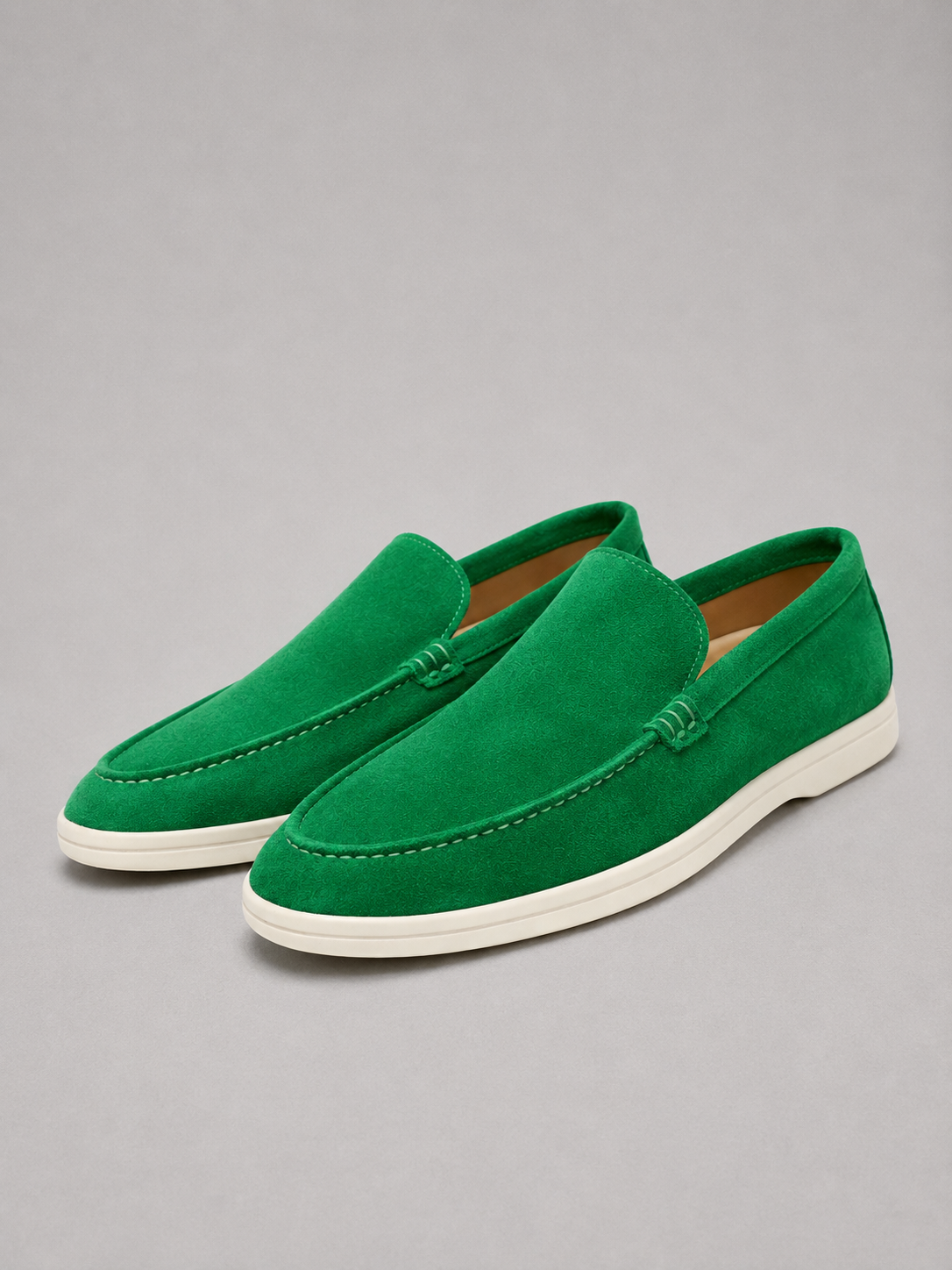 Men's Loafers Suede Slip-On Rubber Sole - Green