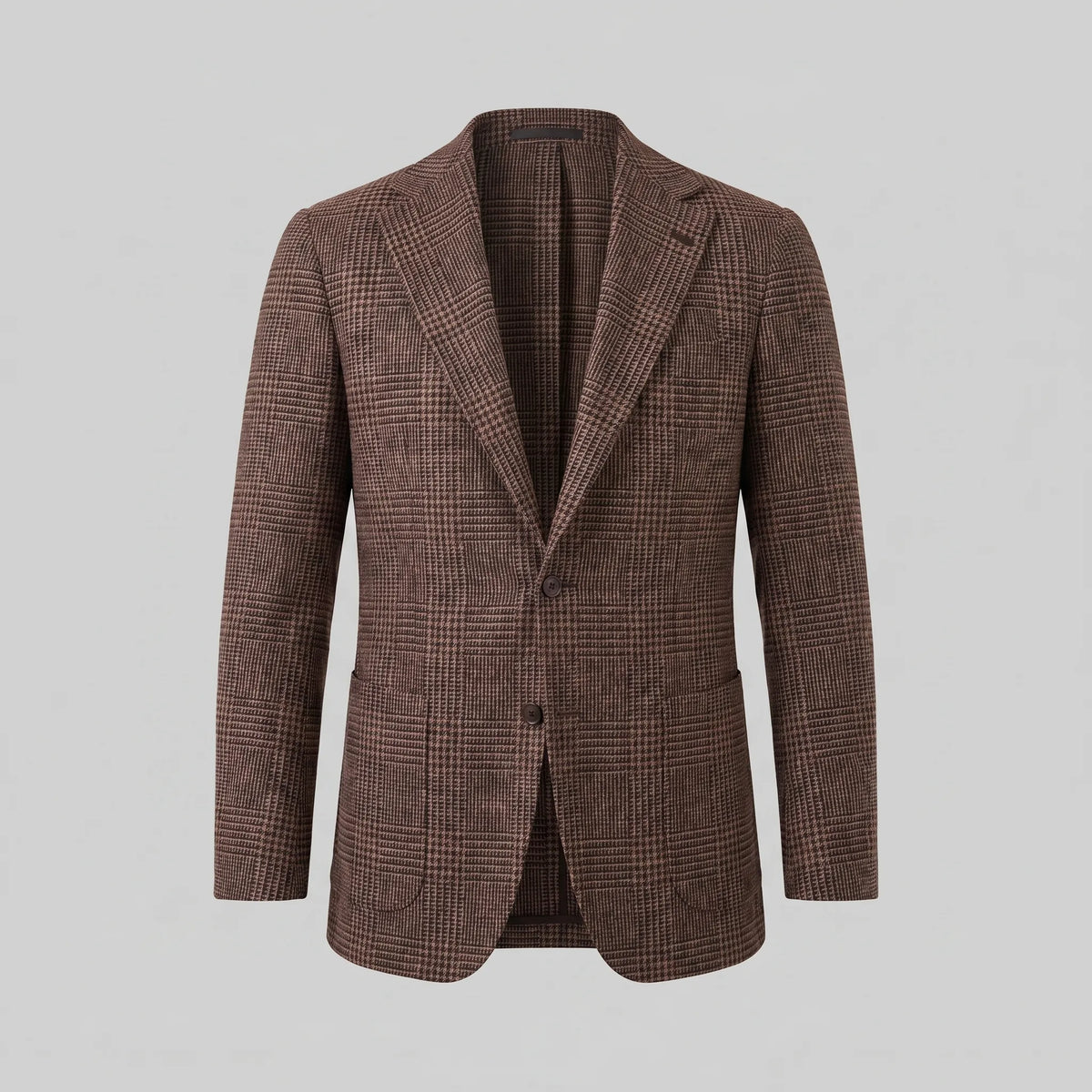 Men's checked single-breasted blazer with notched lapels and long sleeves