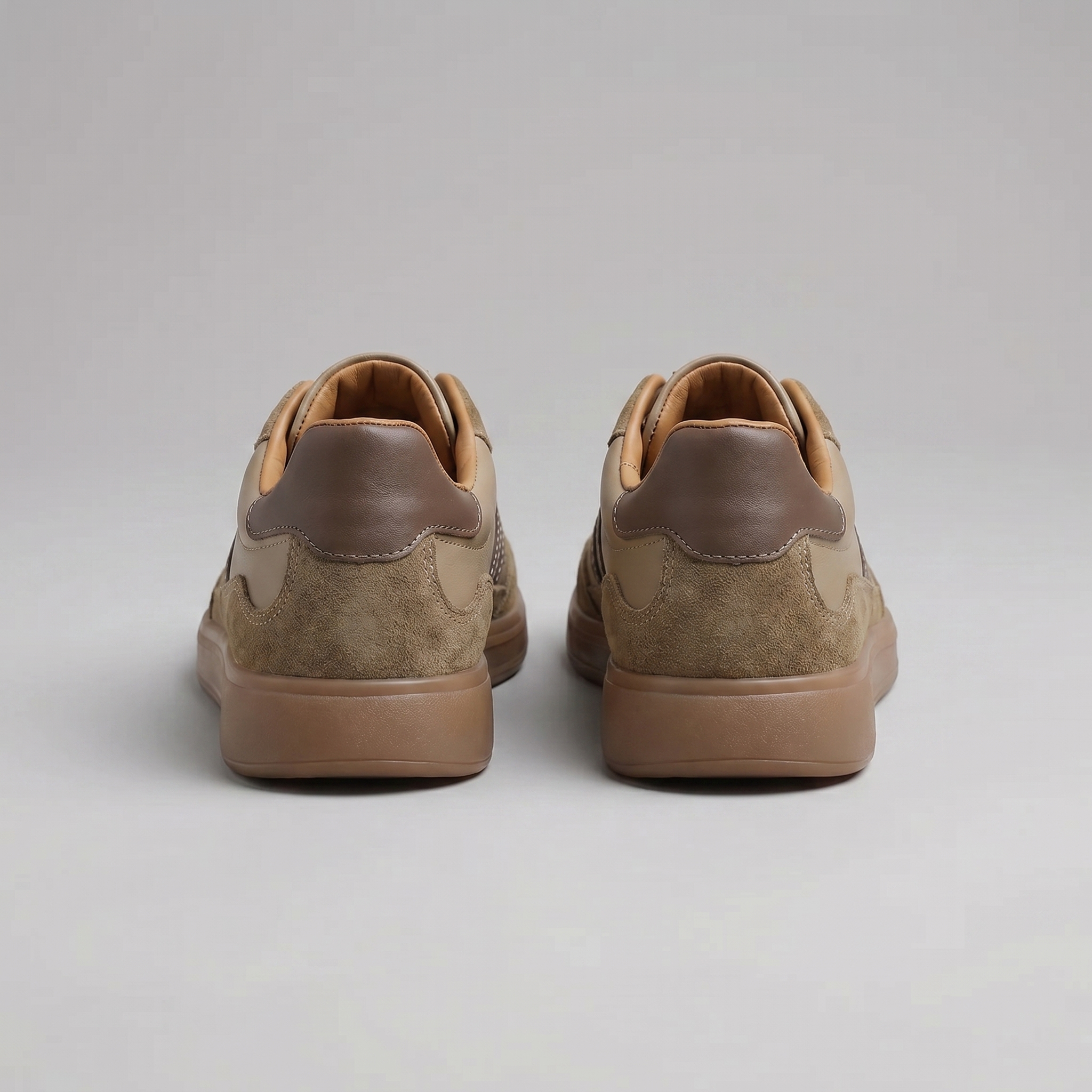 Men's Trainers Leather Suede Gum Sole - Brown