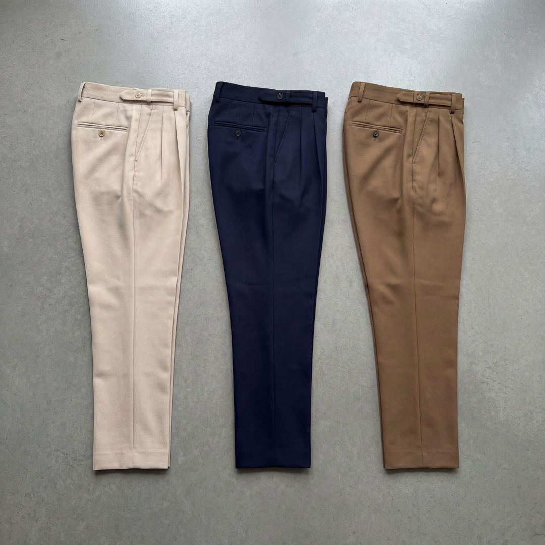 Men's Tailored Trousers Double-Pleat Side Adjuster - Navy