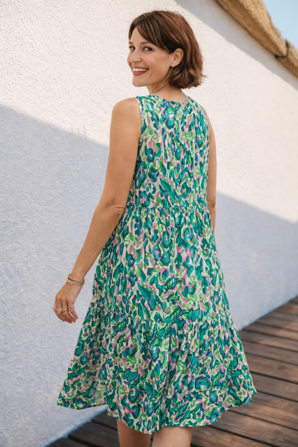 Women’s Floral Tiered Midi Dress | Emerald Garden