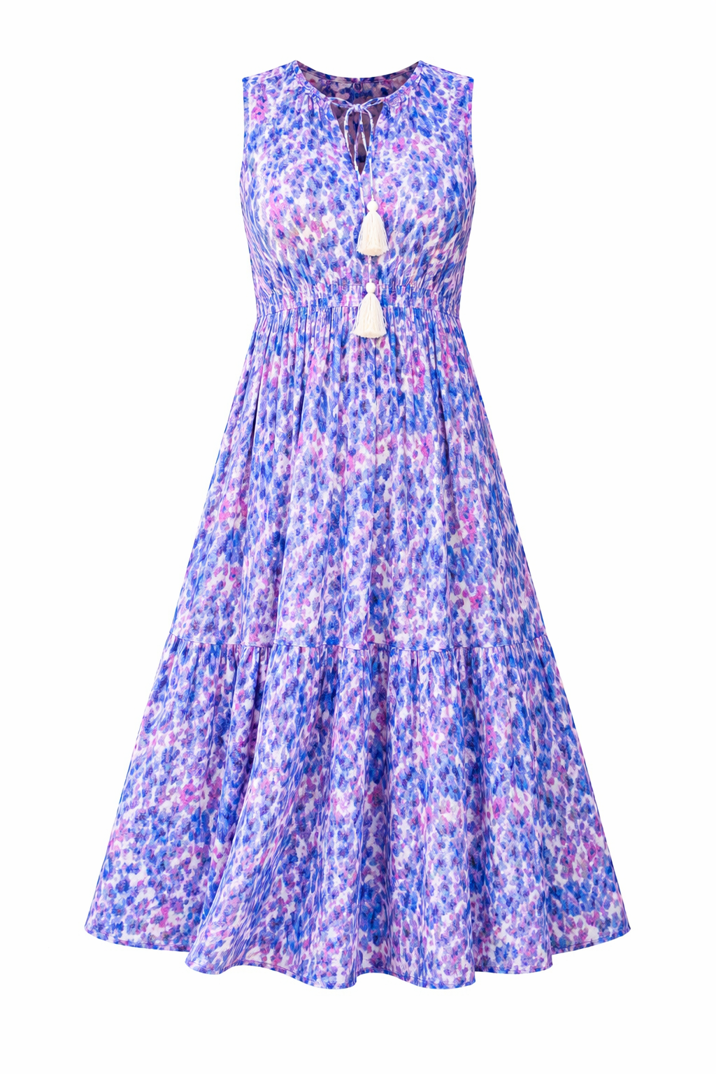 Women’s Floral Tiered Midi Dress | Blue Porcelain