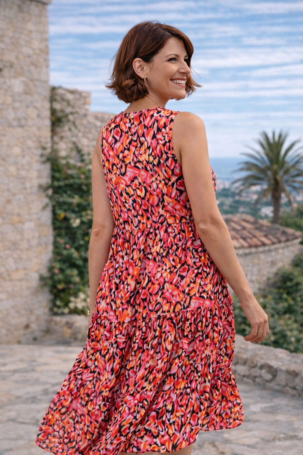 Women’s Floral Tiered Midi Dress | Sunset Bloom