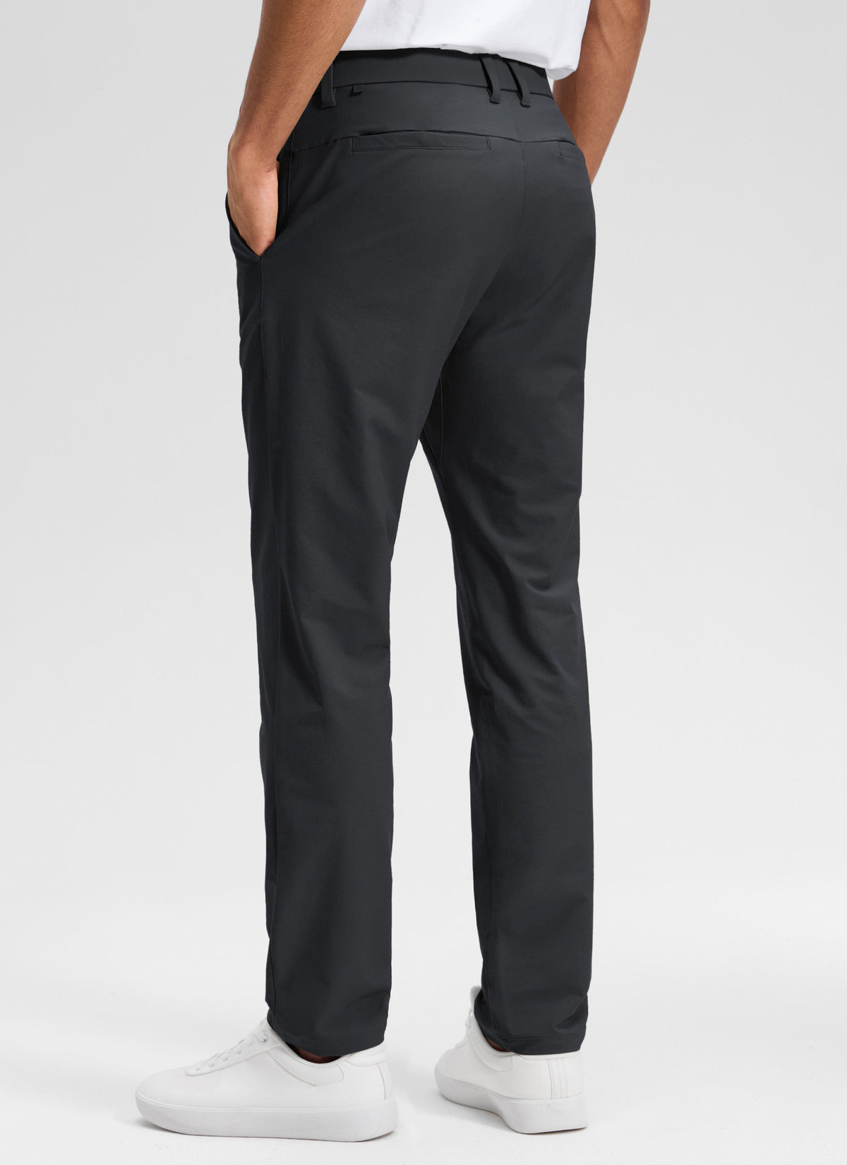 Men's plain straight chino trousers with belt loops and side pockets