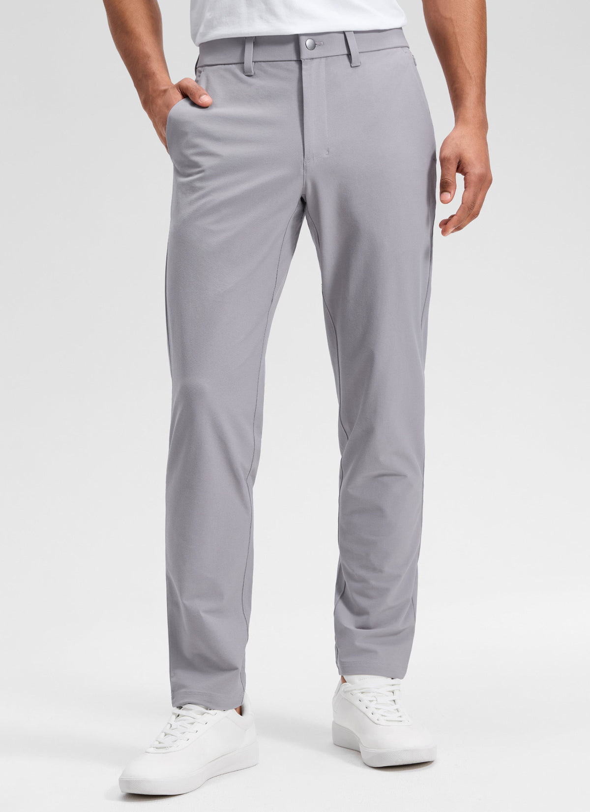 Men's plain straight chino trousers with belt loops and side pockets