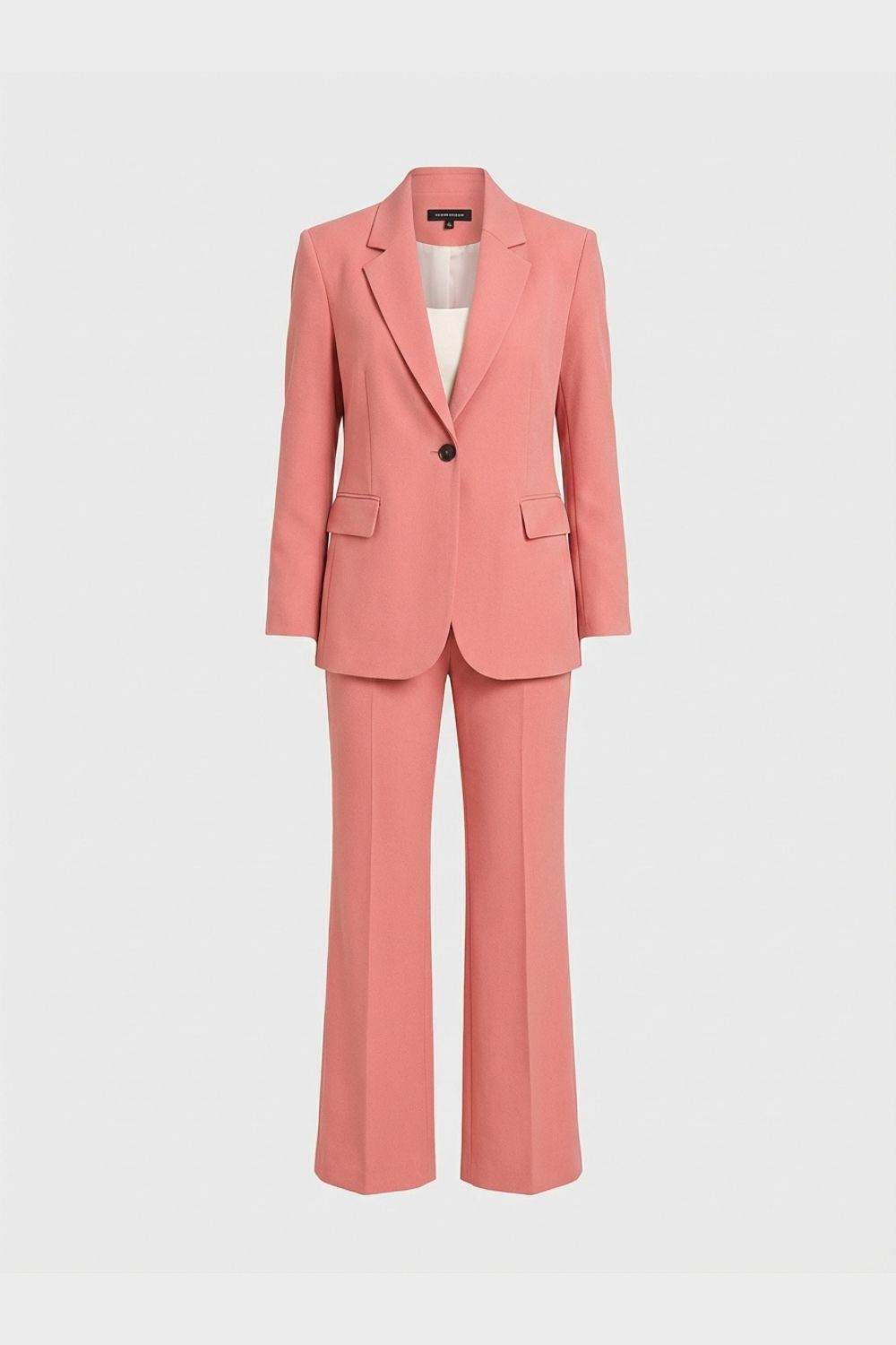 Women's two-piece suit set with notched-lapel blazer and flared trousers