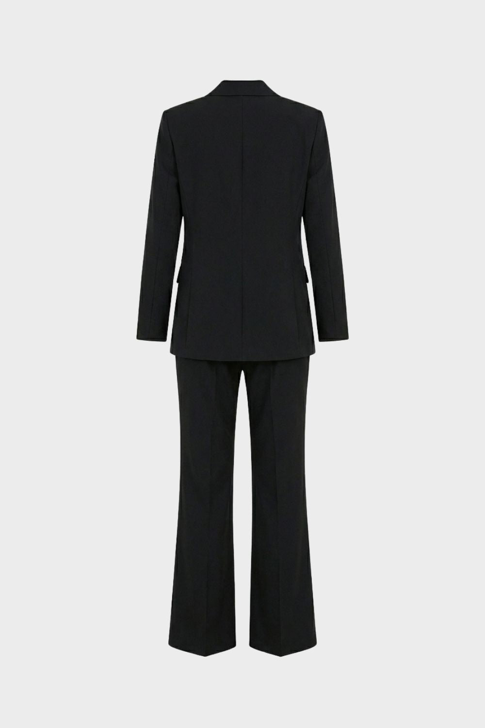 Women's two-piece suit set with notched-lapel blazer and flared trousers