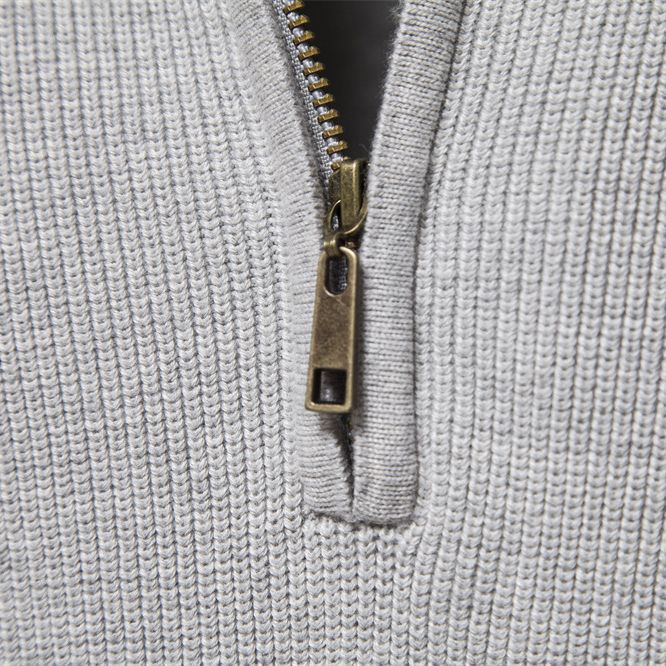 Men's ribbed half-zip jumper with mock neck and long sleeves