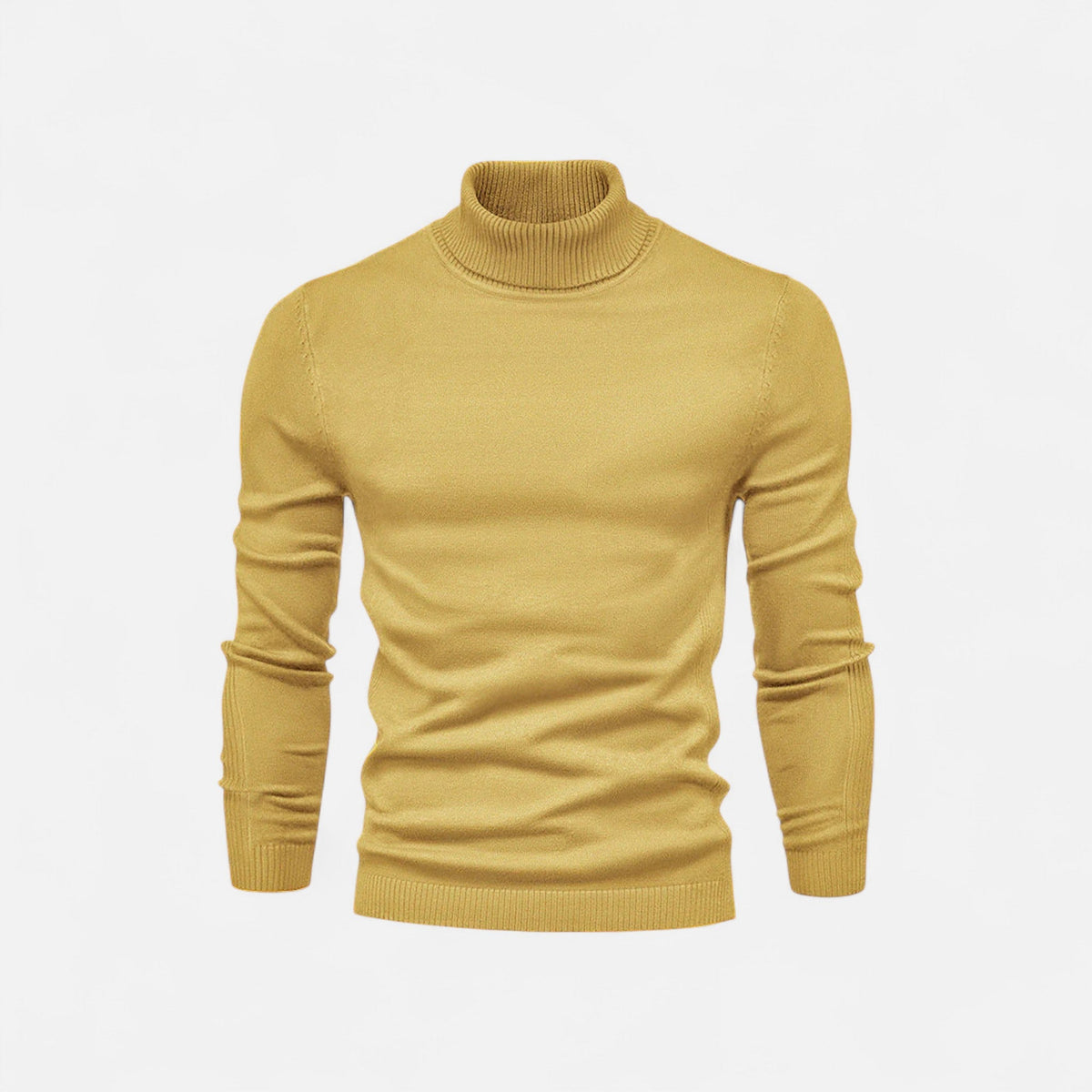 Men's ribbed turtle neck jumper with long sleeves and slim fit