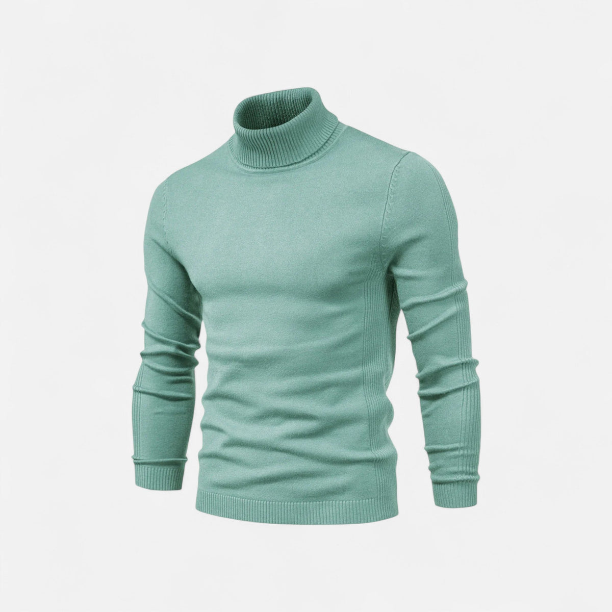 Men's ribbed turtle neck jumper with long sleeves and slim fit