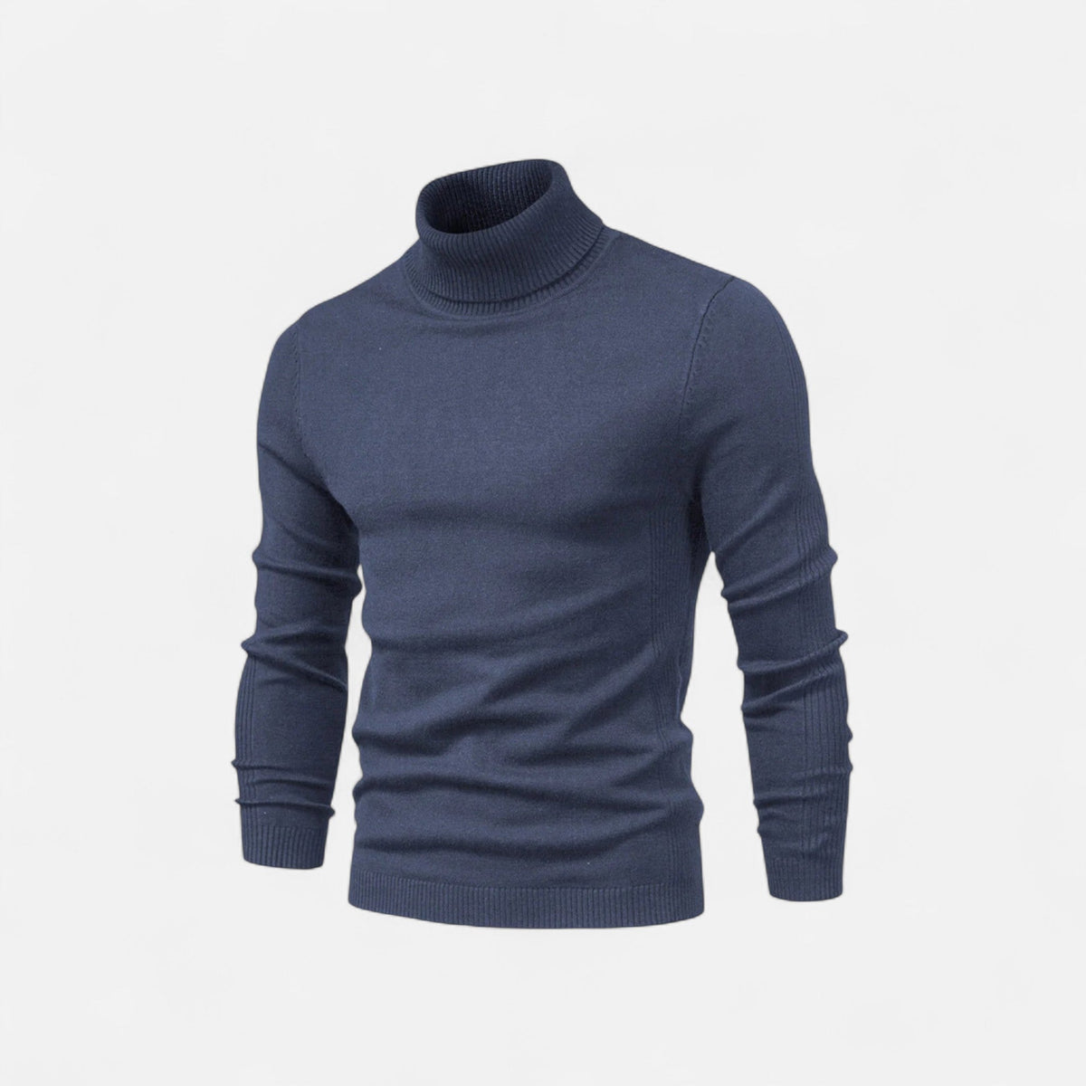 Men's ribbed turtle neck jumper with long sleeves and slim fit