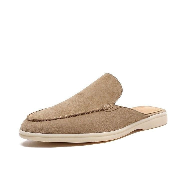 Open-back slip-on loafers with rounded toes and low-profile soles