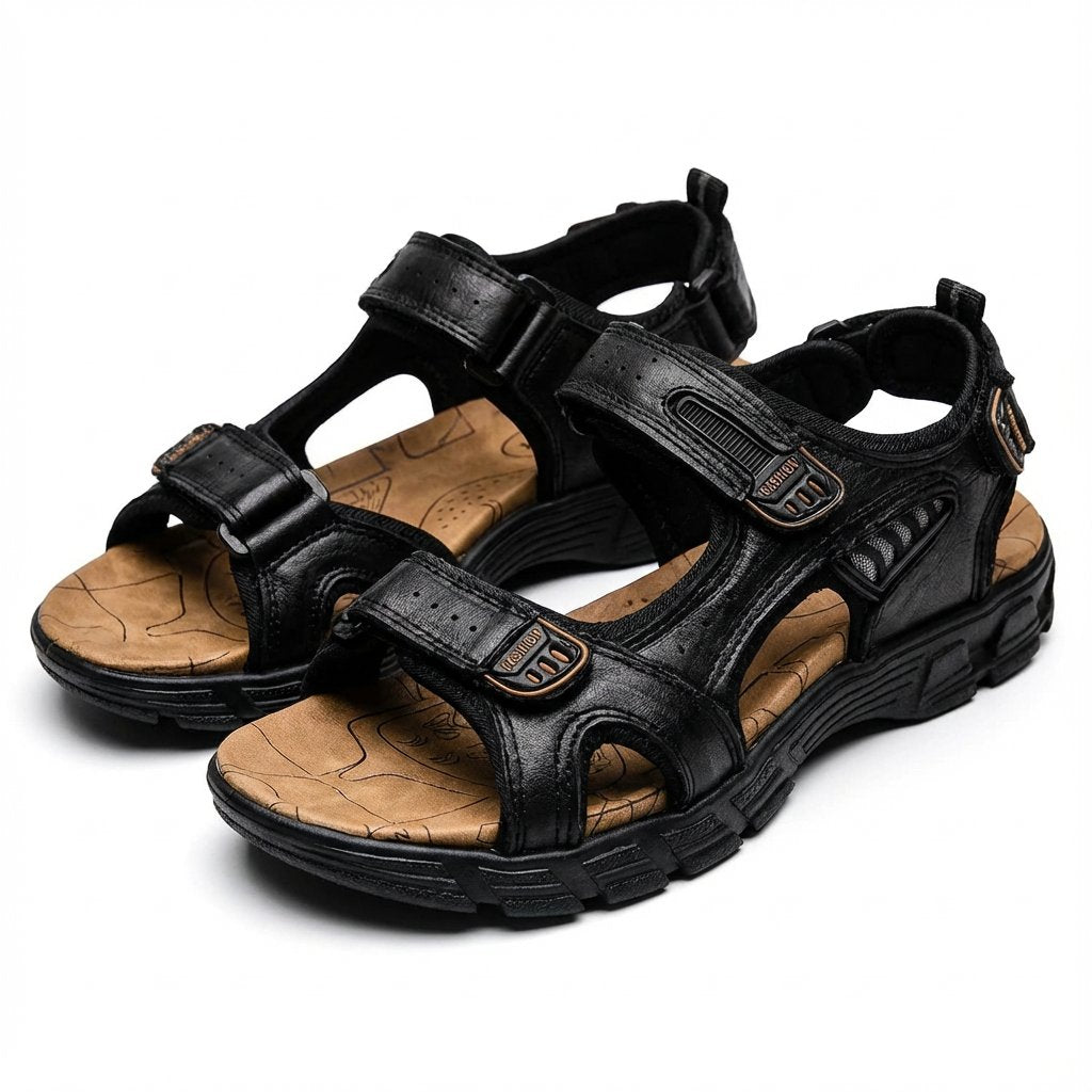 Unisex open-toe trekking sandals with adjustable straps and ridged soles