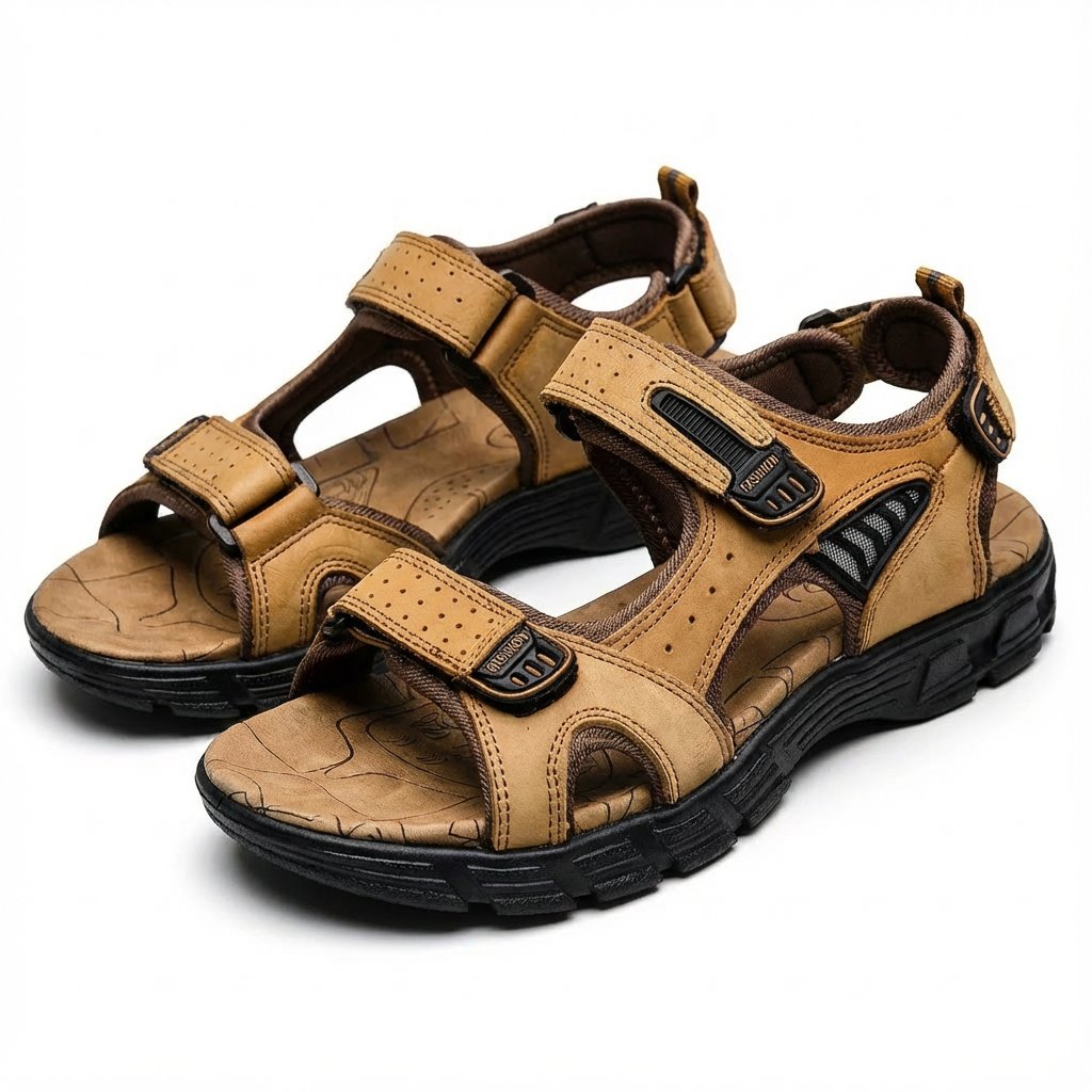Unisex open-toe trekking sandals with adjustable straps and ridged soles