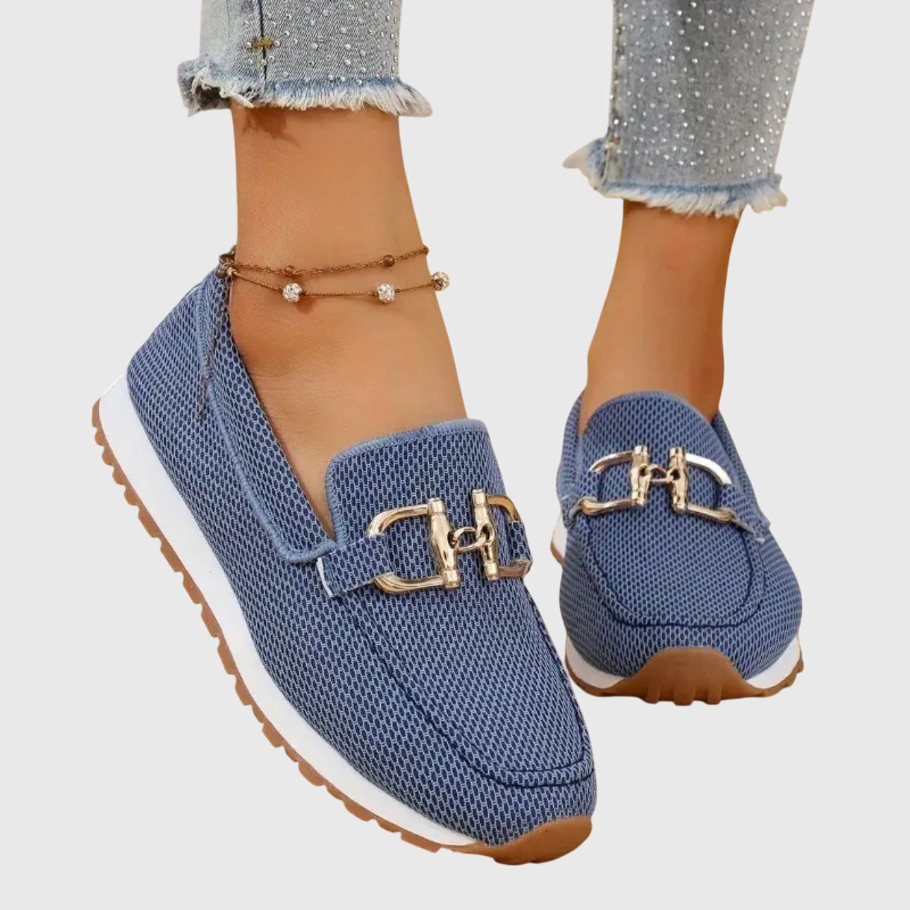 Women's Loafers Breathable Mesh Horsebit Detail - Blue