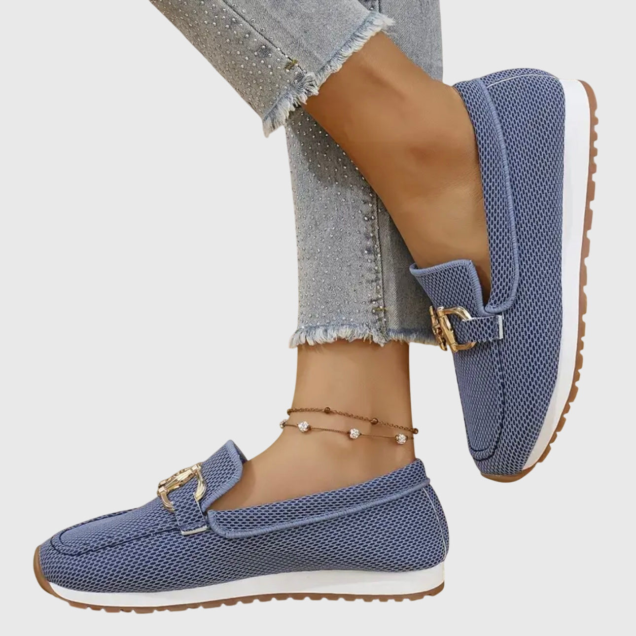 Women's Loafers Breathable Mesh Horsebit Detail - Grey