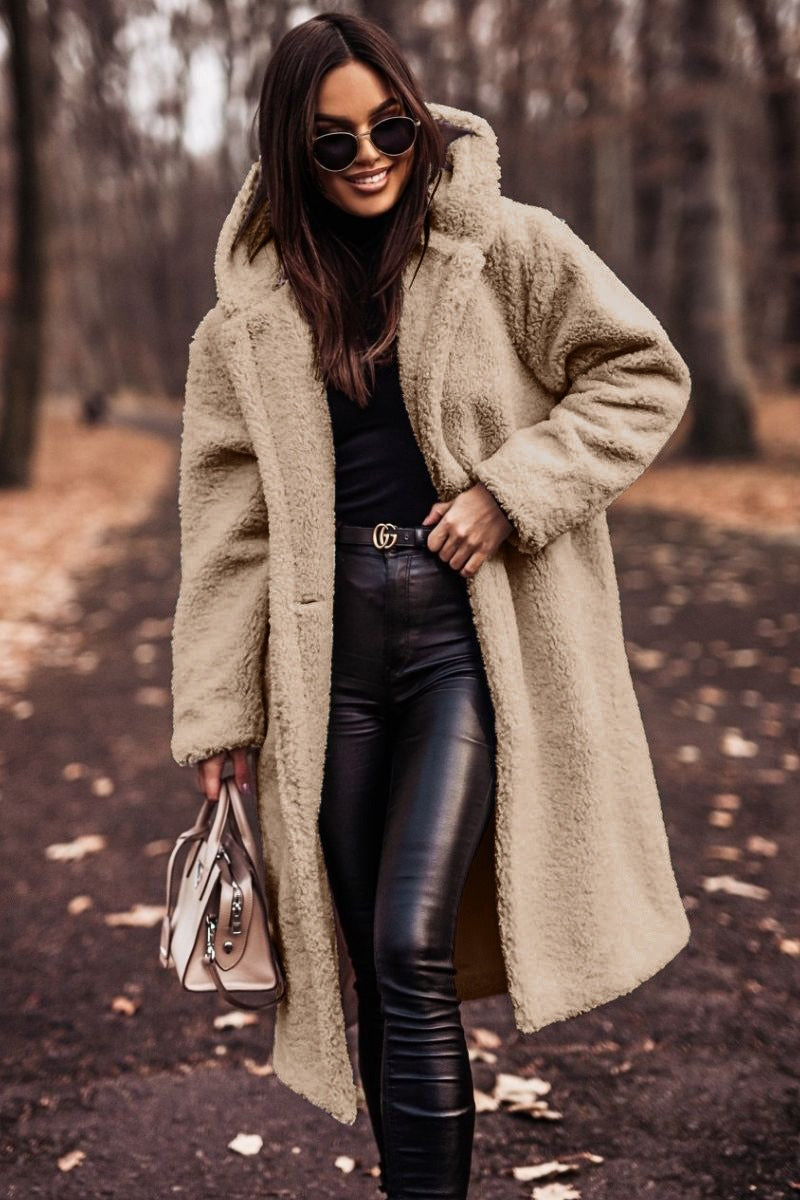 Women's Wool Coat Long Oversized Hooded - Beige