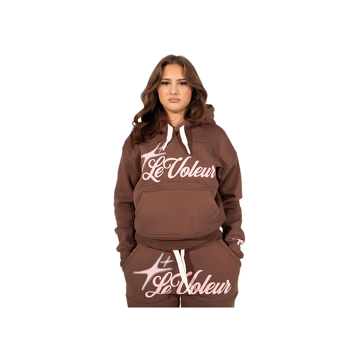 Unisex pullover hoodie with hood, front pouch pocket and script graphic