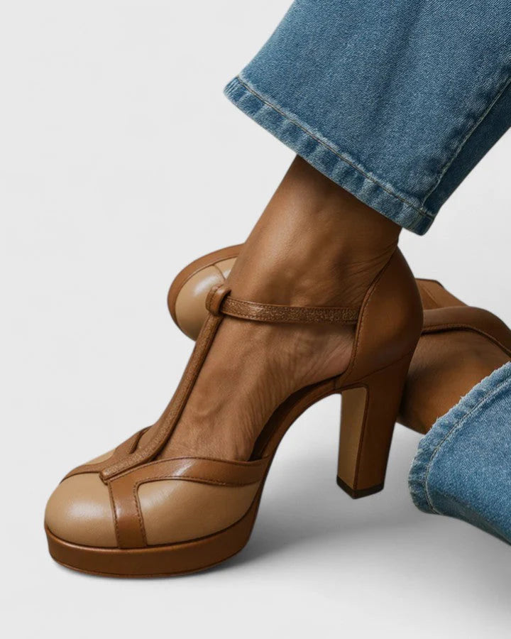 Women’s T-Bar Block Heel Pumps | Round-Toe Platform