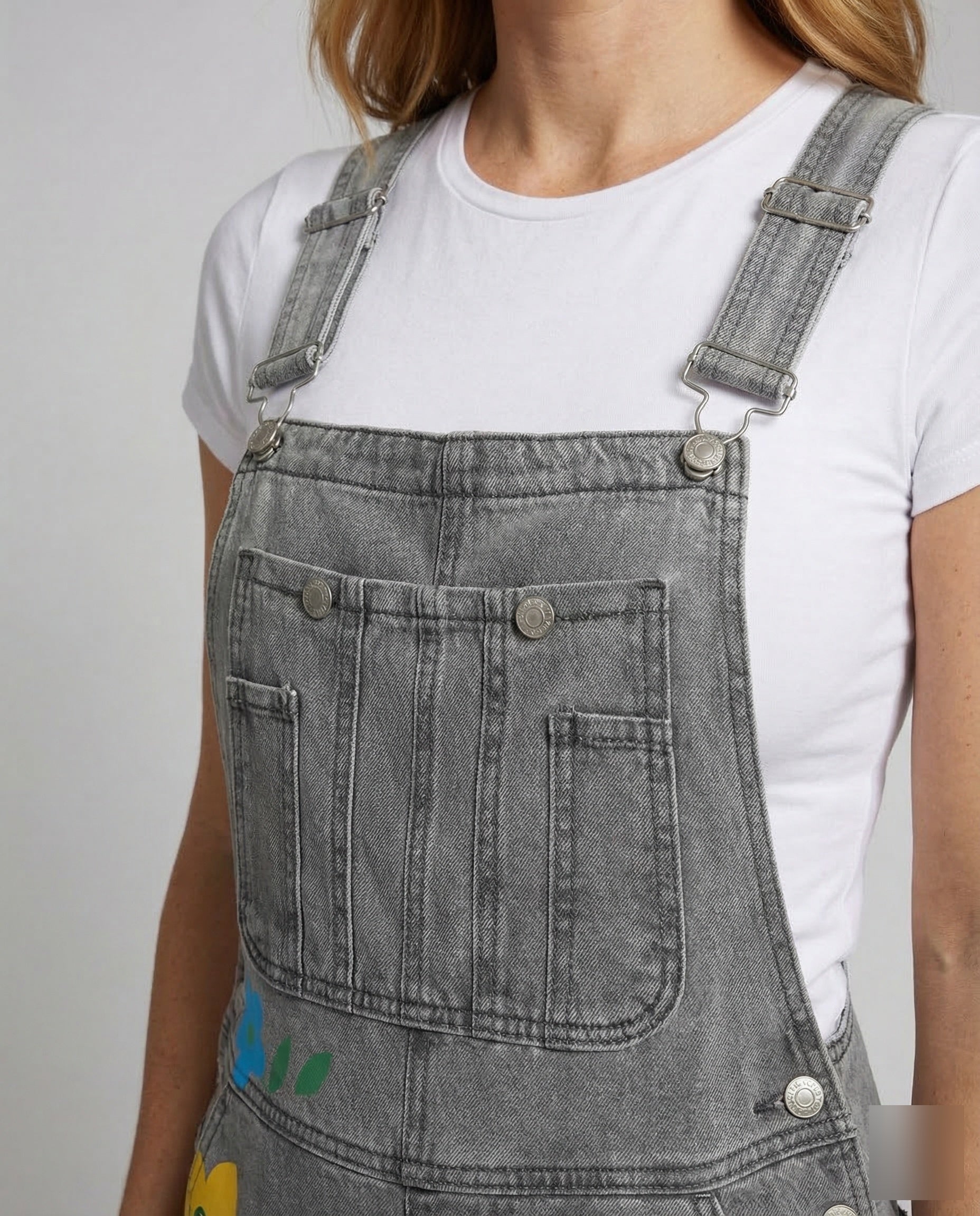 Women's Dungaree Jumpsuit Floral Print Straight Leg