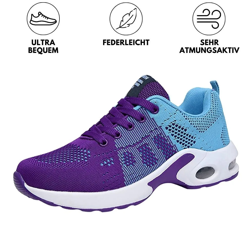 Women's Knit Trainers Lace-Up Air Cushion Platform - Blue