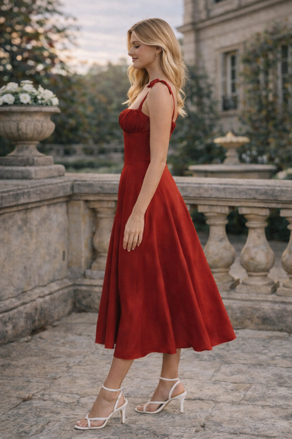 Women’s Corset Midi Dress | Crimson Red