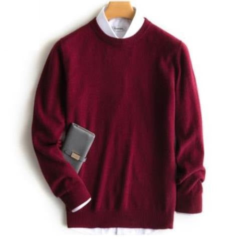 Men's solid crew neck jumper with long sleeves and ribbed trims